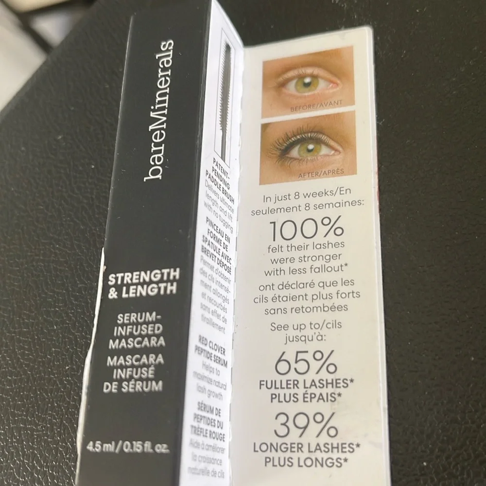 bareMiberals Strength & Length serum infused mascara NIB Extreme Black